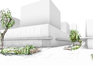 perspective impression: eye-level view of corner of Lijnbaan and Korte Lijnbaan